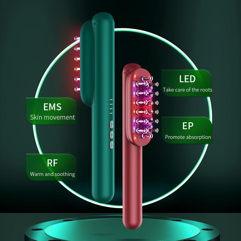 Red and Blue Light Electric Massage Comb, Scalp Medicine Dispenser, Hair Care, Massage Guide, Hair Care Essential Oil