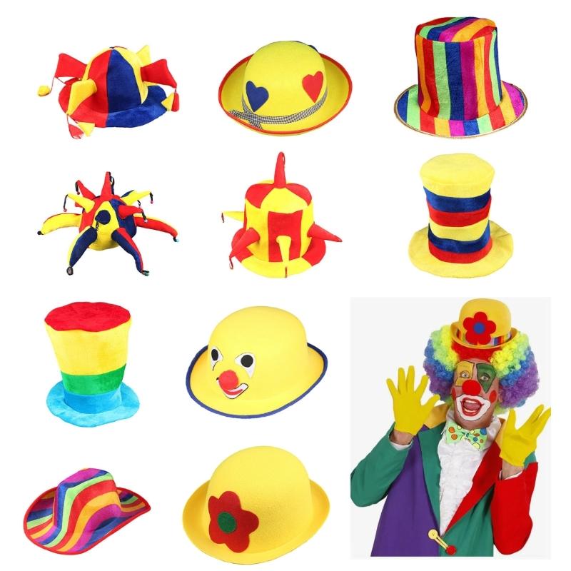Amusement Park Clown Hat Carnival Men Circus Vintage Hat Party Flat Top Show Style Top Bonnet Men Cosplay Party Hat