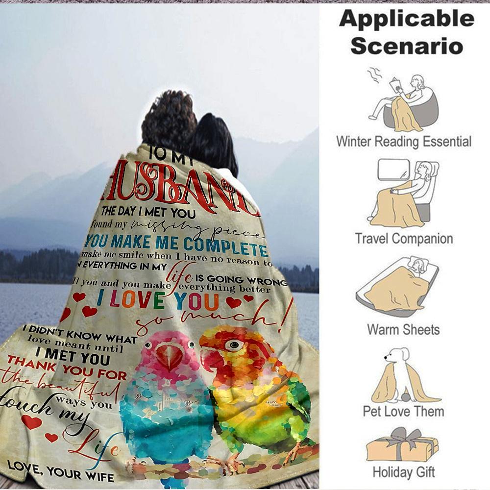 1pc To Husband Love Quote Blanket - Perfect Gift for Birthdays, Christmas & Halloween- Soft, Warm & Versatile Yy250909207