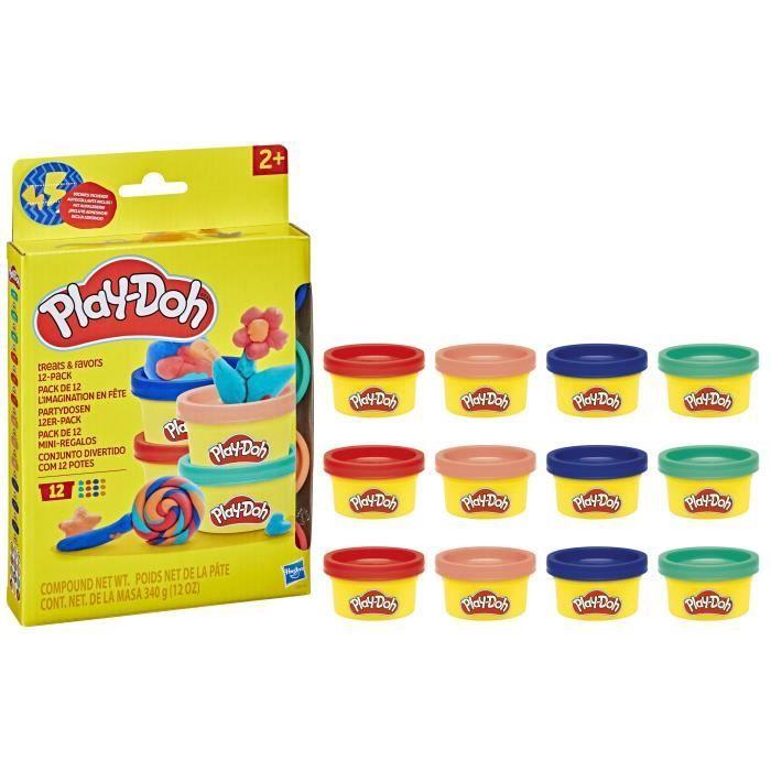 Play-Doh 12er-Pack Fantasieparty, Aufkleber und 28-g-Dosen Knete, kleine Geschenke, kreative Aktivitäten für Kinder
