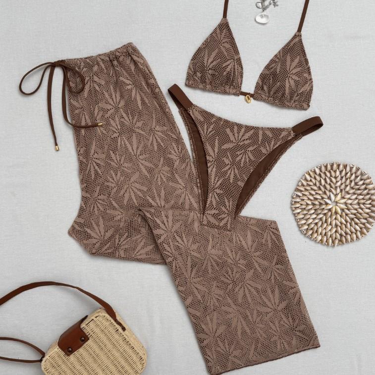 JYL stripe tie fashionable split swimwear elastic bikini for seaside holiday gathering trip