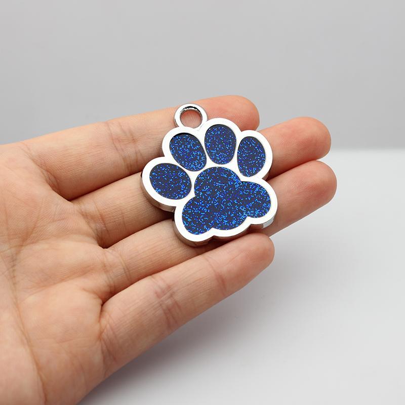 30pcs/lot 40mm Big Paw Print Pendant Charms For Jewelry Making Glitter Hang Charm DIY Keychain Pet Collar Accessories
