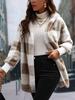 Loose Plaid Color Blocked Knitted Cardigan Fashion Sweater for Women Autumn Versatile Style