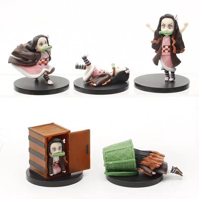 5 Stück/Set Anime Demon Slayer Kimetsu no Yaiba Kamado Nezuko Auto Büro Haus Dekoration Actionfigur Modelle Spielzeug