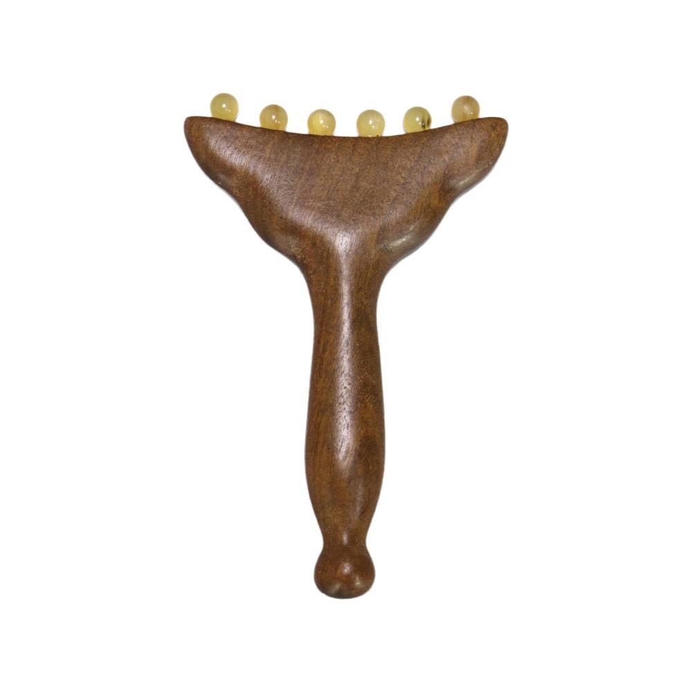 Sandalwood Meridians Massage Comb Copper/Horn Balls Lymphatic Drainage Massager Breast Massage