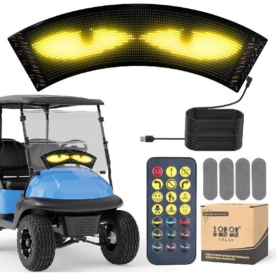 

10L0L Golf Cart Fan-Shaped LED Devil Eyes Light, 23x5in Windshield-Specific Programmable Flexible Screen with App Control, High-Brightness DIY Sector