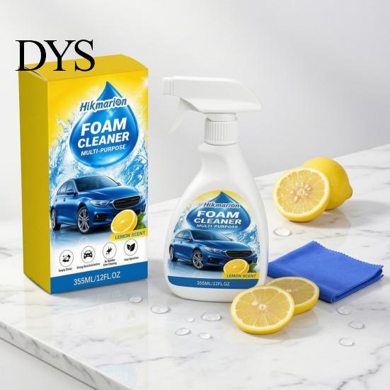 Upholstery Cleaner Foam 355ML Car Interior Foam, with Sponge & Microfiber Towel, Deep Cleaning Faux Leather Surface Auto Detailing Spray, Lemon Scent