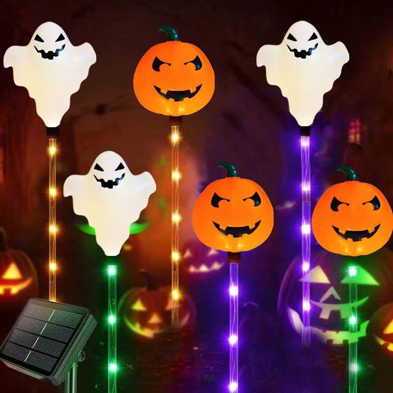 Halloween Solar Pumpkin and Ghost Outdoor Waterproof Garden Lights