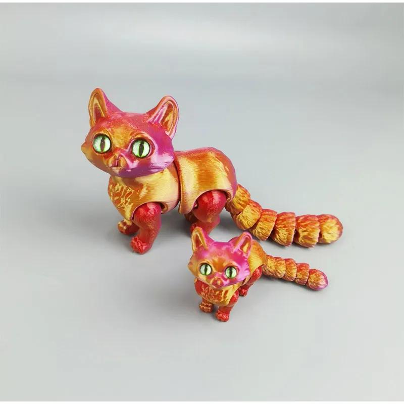 1PC 3D Printing Multi-joint Movable Muppet Cat Figures Model Cat Ornaments Home Desk Decoration for Kids Girls Gift
