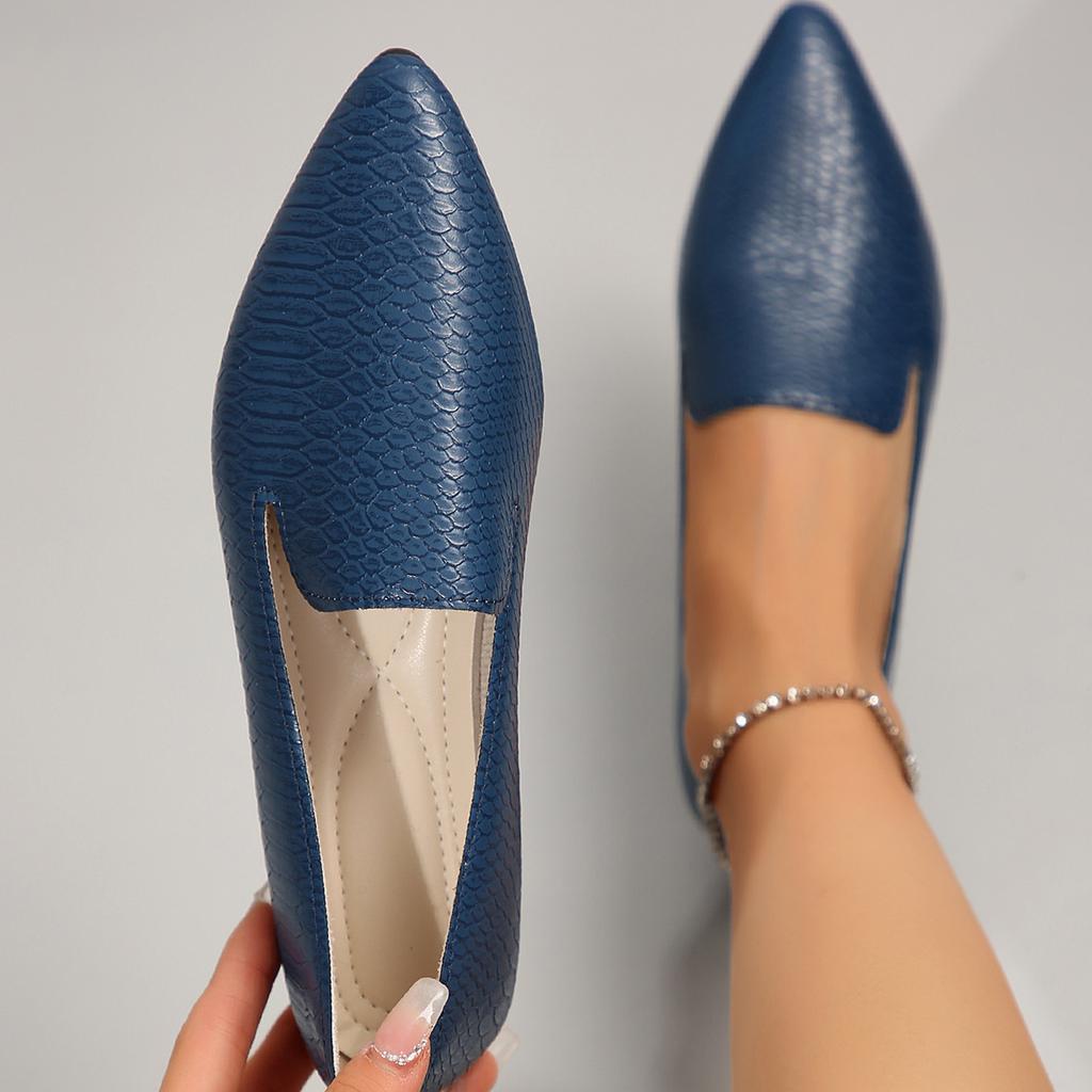 Außenhandel große Größe spitz ein Pedal Doudou Schuhe Damen 2025 Herbst neu flacher Mund schlichtes Schlangenmuster flache Schuhe