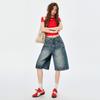 Women's High-Waist Relaxed Denim Shorts - American Retro Style
