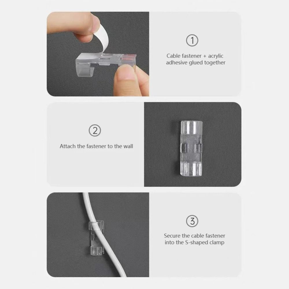 Self Adhesive Cable Management Clips Transparent Wire Clips  Desktop Cable Arrangement