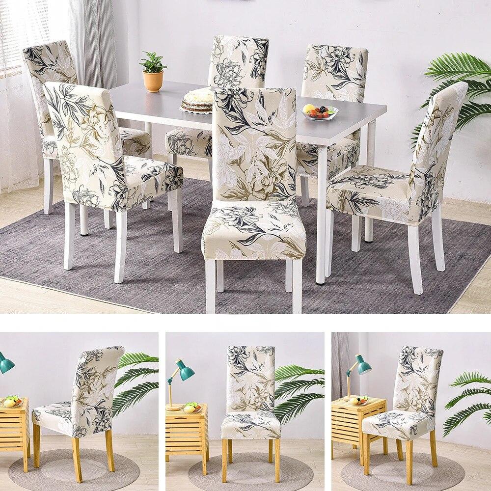 Pastoral Tarzı Yemek Sandalyesi Kapak Elastik Çiçek Baskı Kolsuz Sandalye Minderi Ev Düğün Otel Restoran Ofis Koltuk Örtüsü