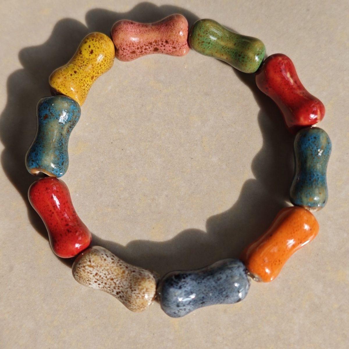 

New Ceramic Bracelet with Female Original Design High Grade Beaded Bracelet Ethnic Style Hand, Retro Jewelry 21 cm ализарин красный