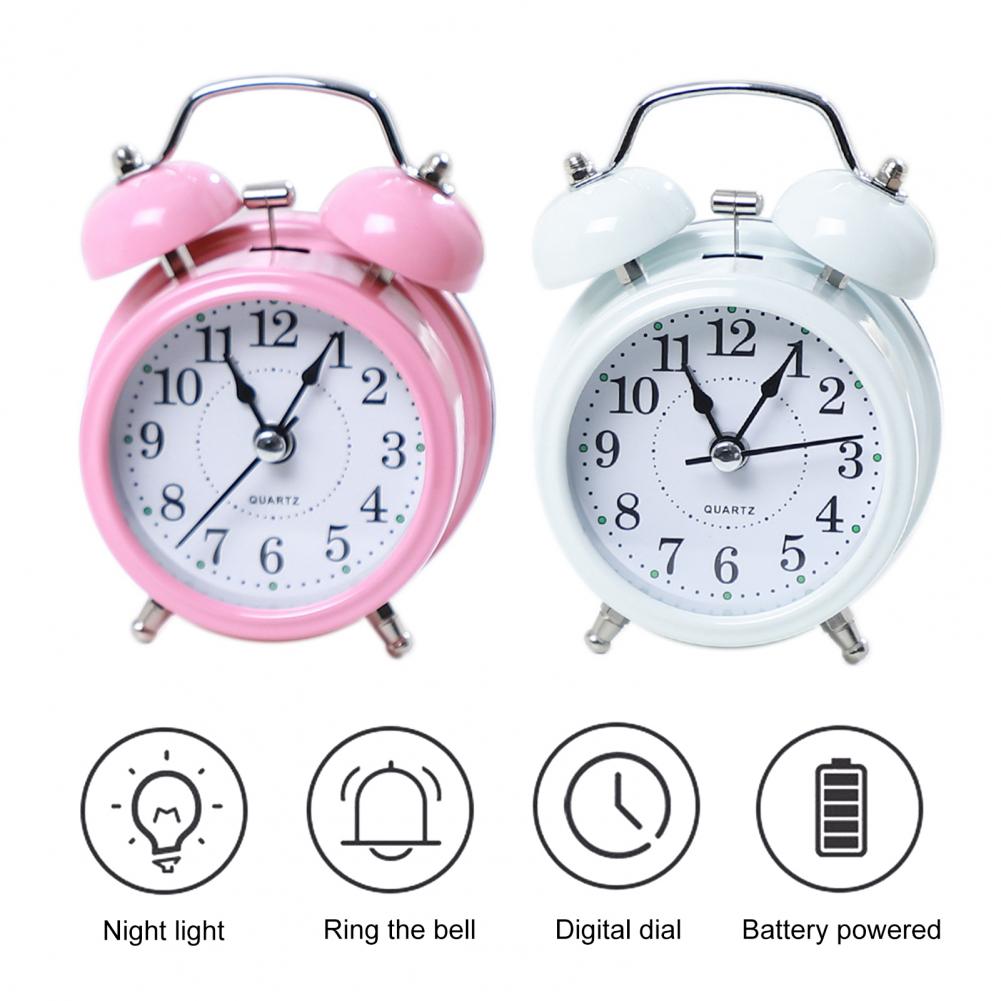 Alarm Clock Twin Bell Silent Movement Metal Heavy Sleepers Alarm Clock Luminous Alarm Clock