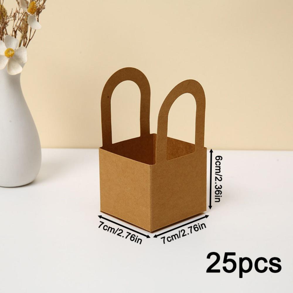

25 шт. бумажные подарочные пакеты с ручкой, квадратная коробка для угощений, цветочные упаковочные пакеты, подарочные пакеты для букетов, цветочные коробки для угощений, коробки для подарков на вечеринку, упаковочная коробка 25pcs khaki