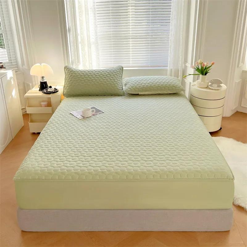 New Class a Antibacterial Waterproof Four Seasons Cotton Padded Thickened Fitted Sheet Mattresses Protective Cover