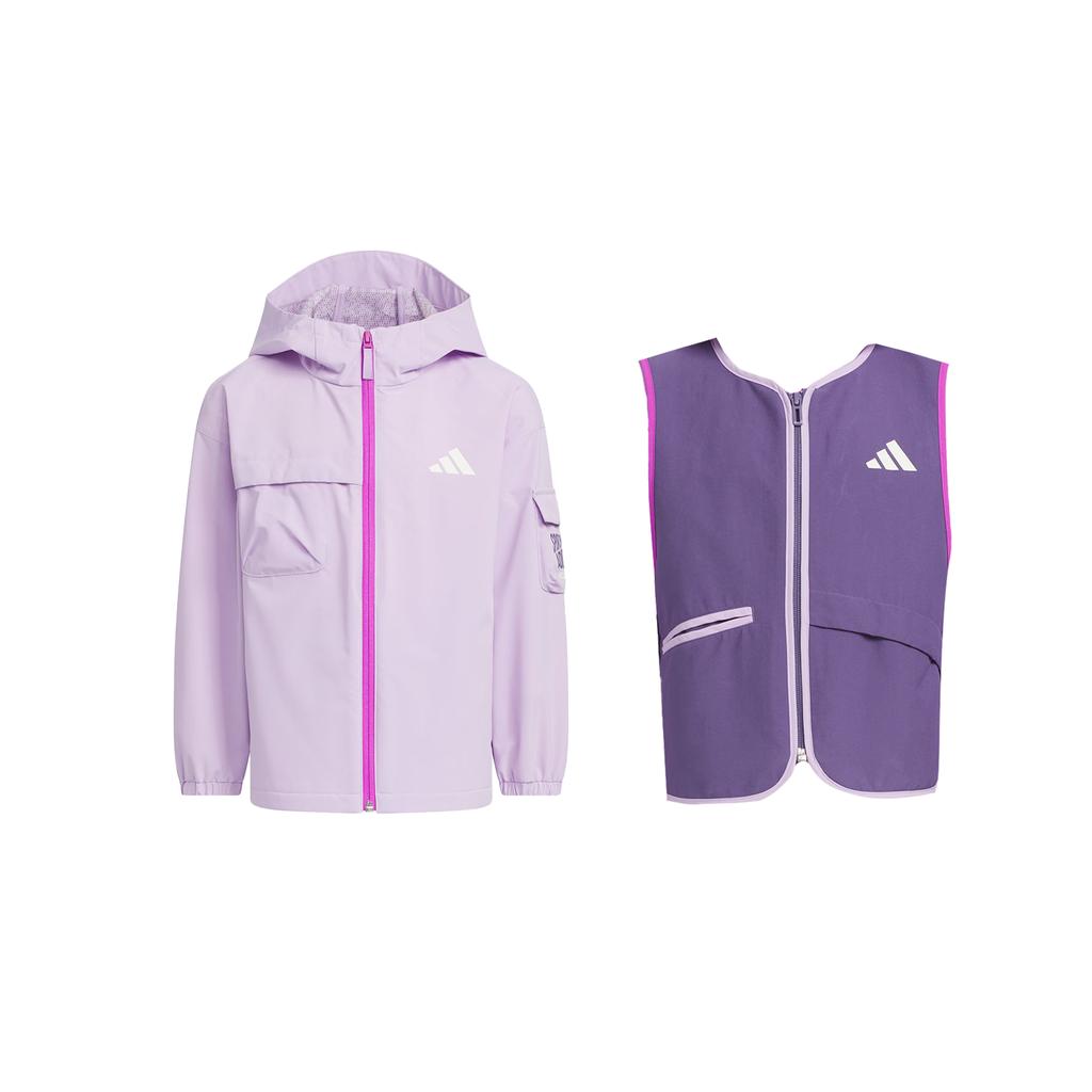 Adidas Sportswear Two-In-One Brand Logo Hooded Loose Zipper Jacket Set Kids Jackets KC5340