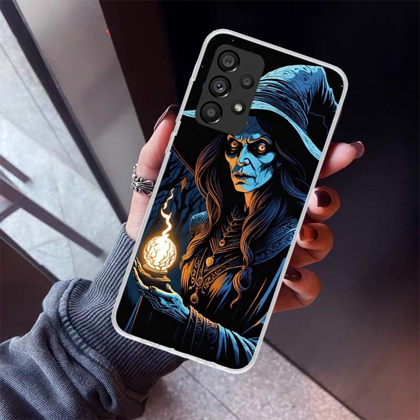 Halloween Moon Witch Horror Phone Case For Samsung Galaxy A17 A16 A15 A14 A13 A57 A56 A55 A54 A53 A37 A36 A35 A34 A33 A26 A25 A2