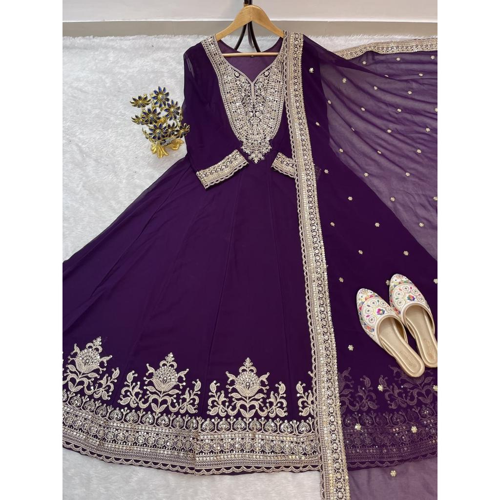Indian Anarkali Gown with Dupatta Set Bollywood Party Wedding Wear Ethnic Suit