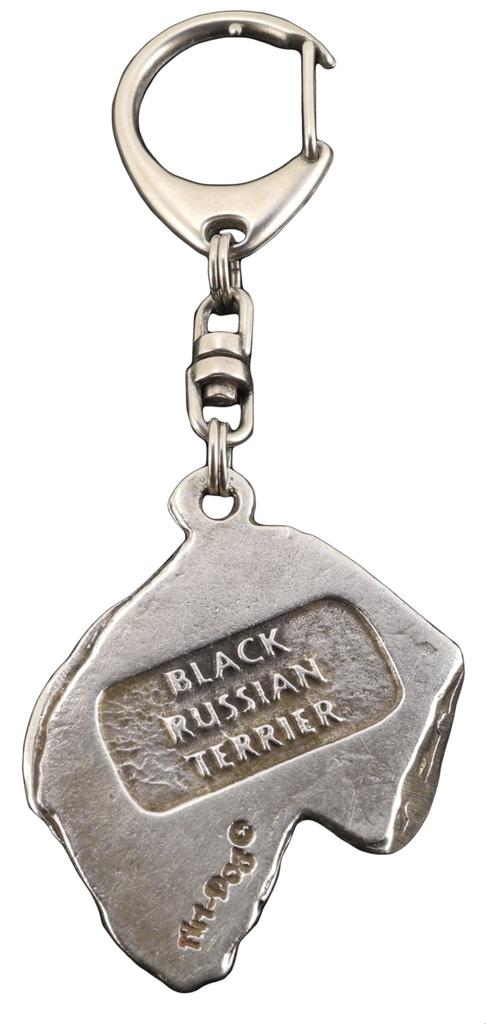 Black Russian Terrier, Chornyi Terrier - Silver-plated key ring with dog, handbag decoration, backpack pendant by Art-Dog brand