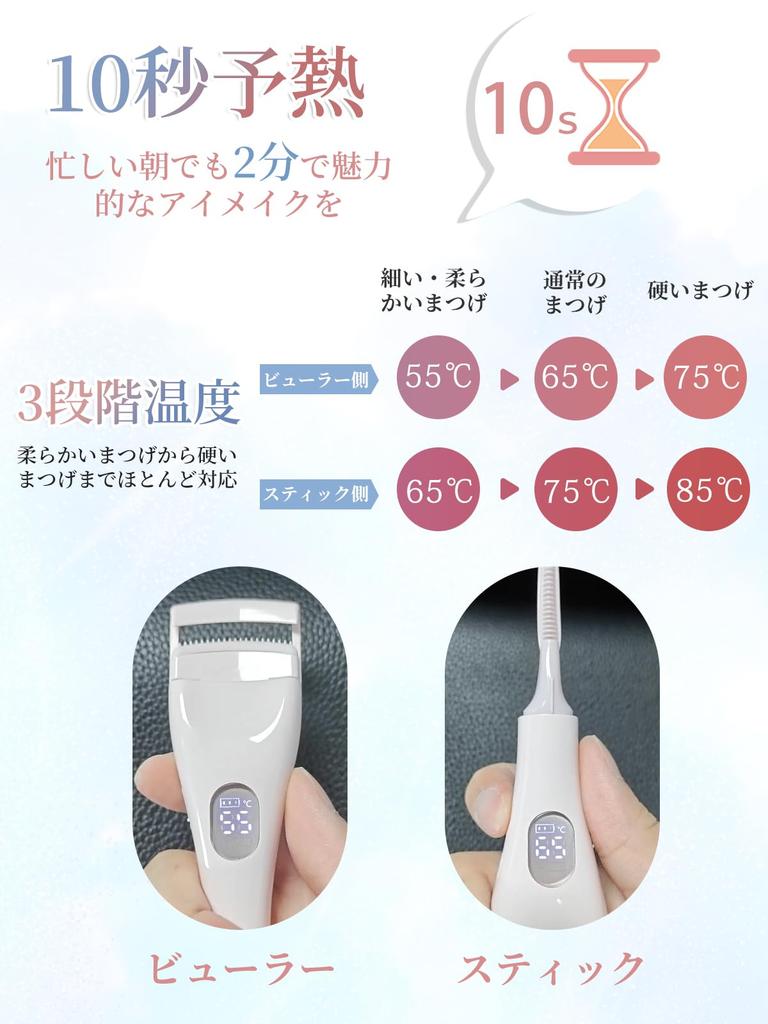 Kiboer Hot Eyelash the First Stick Eyelash Clamp 3 Temperature Easy Ideal for Natural Auto USB Burn LED Perfect Gift for or Any Other Curler,