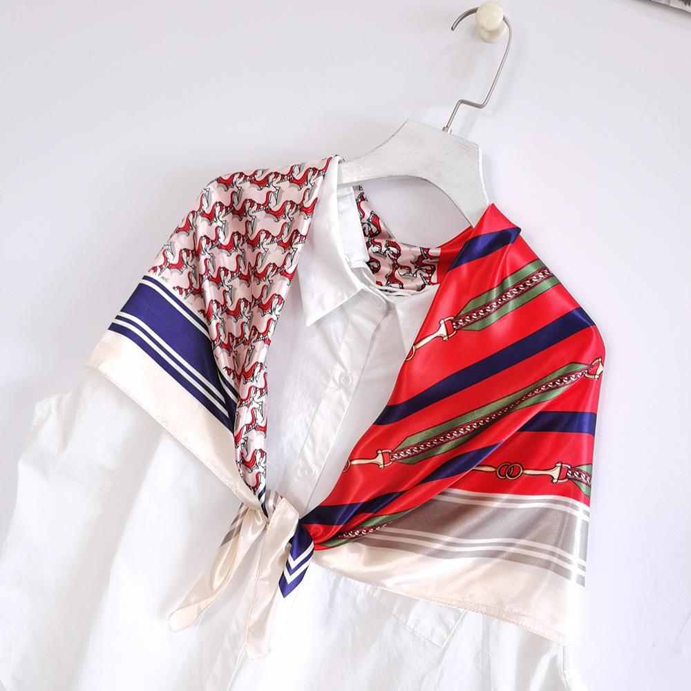 

Высококачественные роскошные шелковые шарфы, повязка на голову, шарфы, шейный шарф для женщин, шелковый шарф с цепочкой, женская декоративная шаль 90*90cm