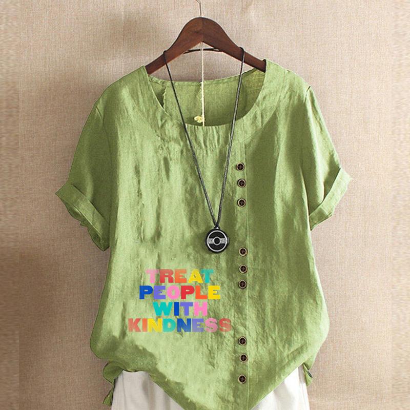 

Женская модная футболка с коротким рукавом с принтом цветных букв, свободная хлопковая рубашка, повседневная свободная летняя блузка, топы, большой размер 5XL зелёный