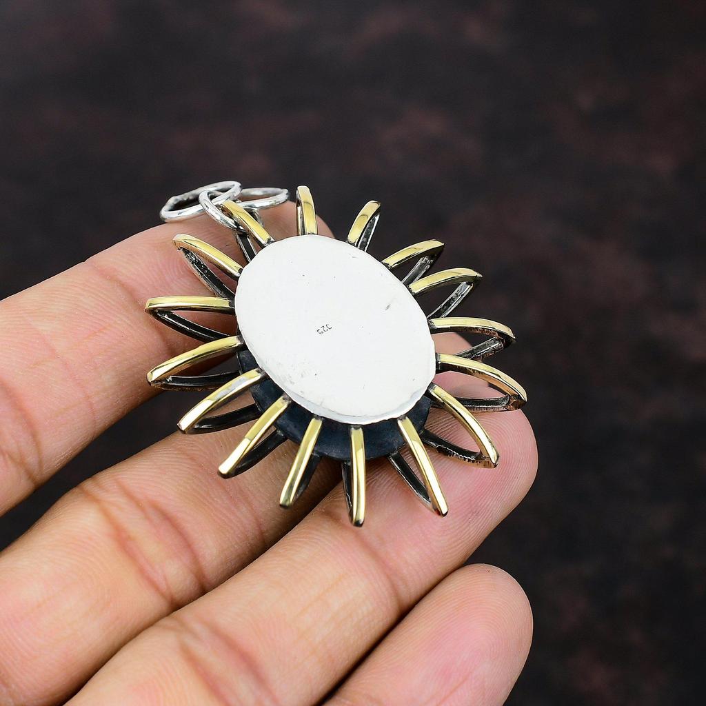 Aquamarin Anhänger 925 Sterling Silber Anhänger Edelstein handgemachter Schmuck 18K vergoldeter Anhänger Käfig Anhänger Geschenk für Frauen Antiker Schmuck