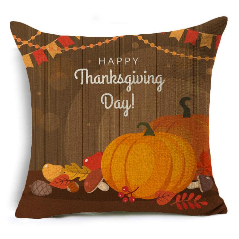 New Thanksgiving Pumpkin Linen Pillow Cover Festive Home Decoration Pillow Cushion Cover
