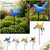 Metal Bird Wind Chime Garden Stake Outdoor Yard Decoration Patio Ornament with Hanging Bell and Floral Design