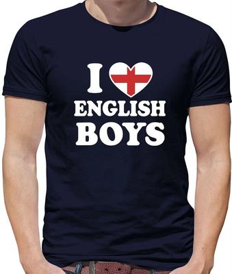 Amo i ragazzi inglesi - Maglietta da uomo - Divertente Britannico Gran Bretagna Cuore Inghilterra