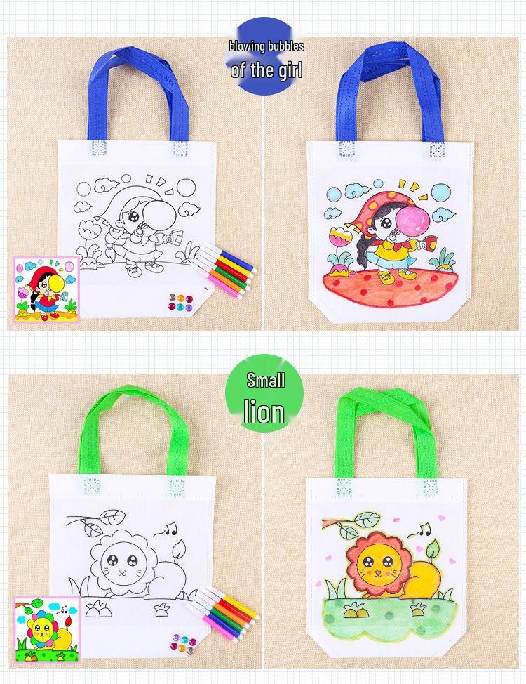 Children's DIY Graffiti Tote Bag – Eco-friendly Non-woven Art Bag for Creative Kindergarten Projects