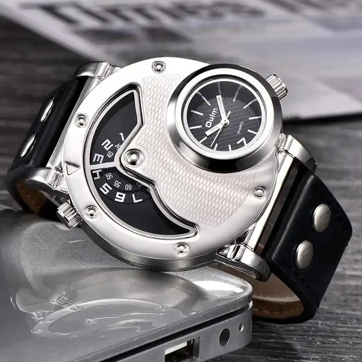 Oulm 9591 Unique Dropshipping Mens Quartz Watch Original Pu Leather Band Water Resist Auto Date Vintage Sports Wristwatch