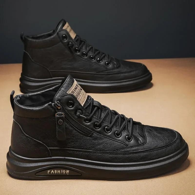 New Men Boots Fashion Men Leather Shoes Trends Men Shoes Ankle Boots Flats High Top Boots Outdoor Man Sneakers Men's Loafers