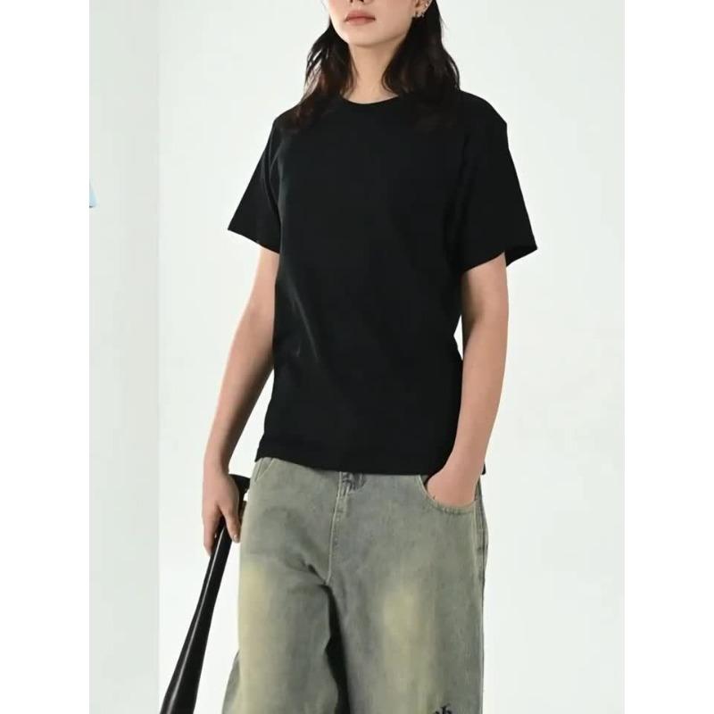 European Size Hot, Summer Women's Short Sleeve T-Shirt with Heart Pattern Print, Comfortable Breathable Fabric, Casual Sporty Style