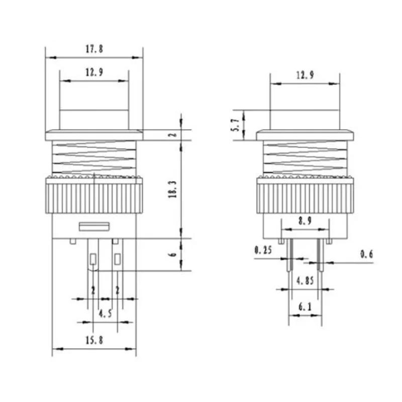 5/20/100PCS Self-lockin 16MM Latching/Momentary Push Button Switch with 5Color LED Lighting 4Pin R16-503/AD R16-503/BD
