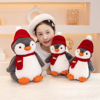 Cute Cute Scarf Penguin Doll Plush Toy Little Penguin Doll Children Accompany Soothing Pillow Rag Doll