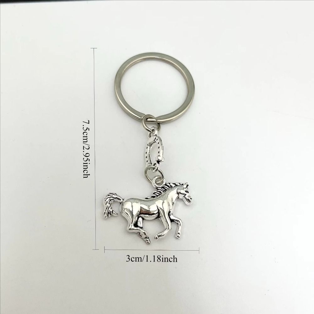 Creative Design Horse Shoe Keychain Vintage Style Stallion Charm Keyring Bag Decoration