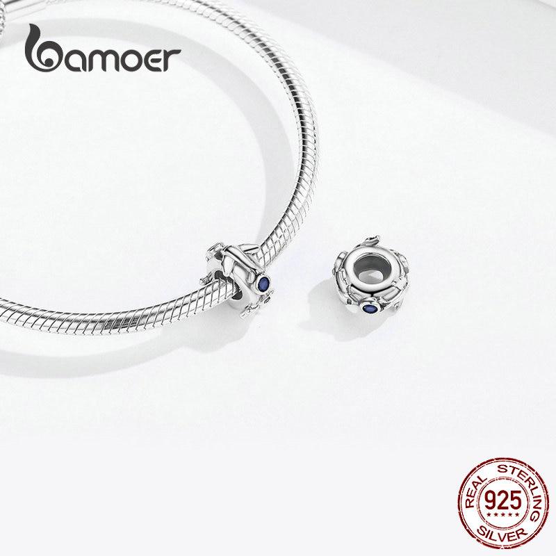 Bamoer Jet Plane Distanční zarážka se silikonem 925 Sterling Silver Travel Journey Charm pro ženy
