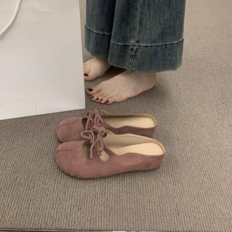 Baotou bow height increase half slippers women wear summer new retro Mary platform single shoes