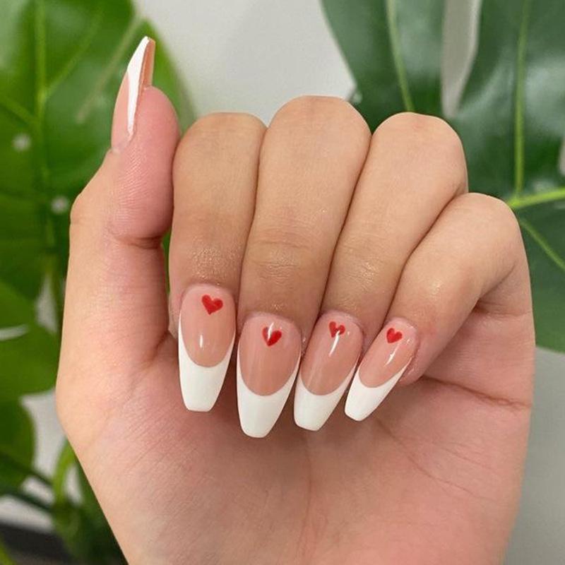 Heart-Shaped French Press-On Nail Art Stickers