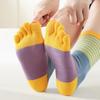 Womens Toe Socks Charming Striped Cotton Toe Socks Girls Athletic Running Toe Socks