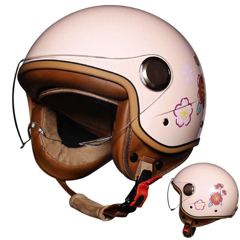 New Open Face 3/4 Motorcycle Helmet Retro Motorbike Helmets Vintage Chopper Capacete De Moto Bike Scooter With For Men Women DOT