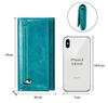 [CONTACTS] Genuine Leather Women's Wallet with RFID and Multi-Function Slim Bi-Fold Zipper Clutch Wallet, Teal Blue