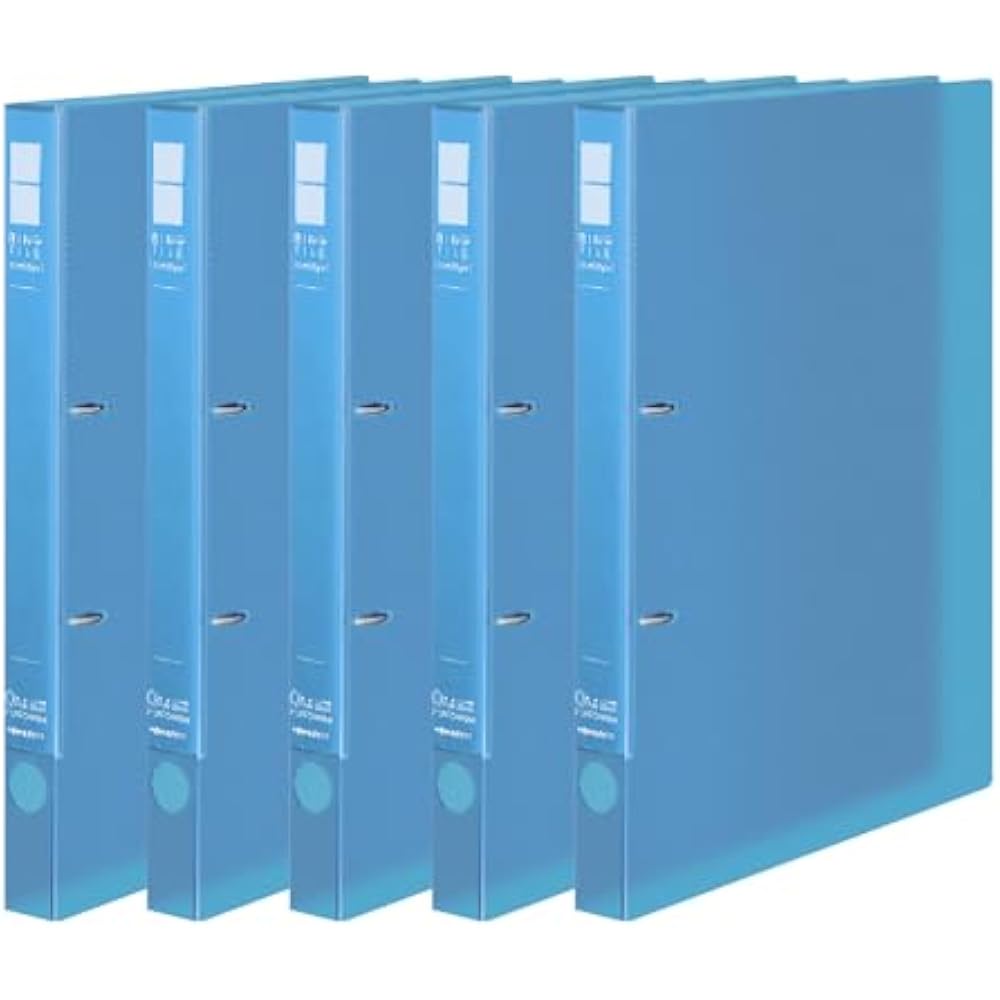 Kokuyo File Ring File Slim A4 Vertical 180 Sheets, 2 Holes, Light Blue, Set of 5 Books - URFC420LBX5