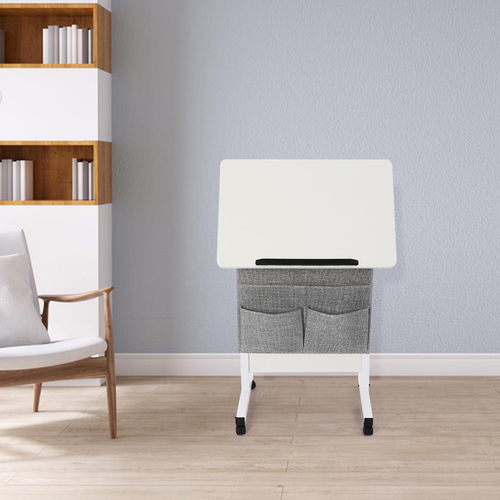 Adjustable Height Standing Desk, Portable Laptop Desk, Rolling Computer Stand with Book Stopper for Office, Living Room, Lounge