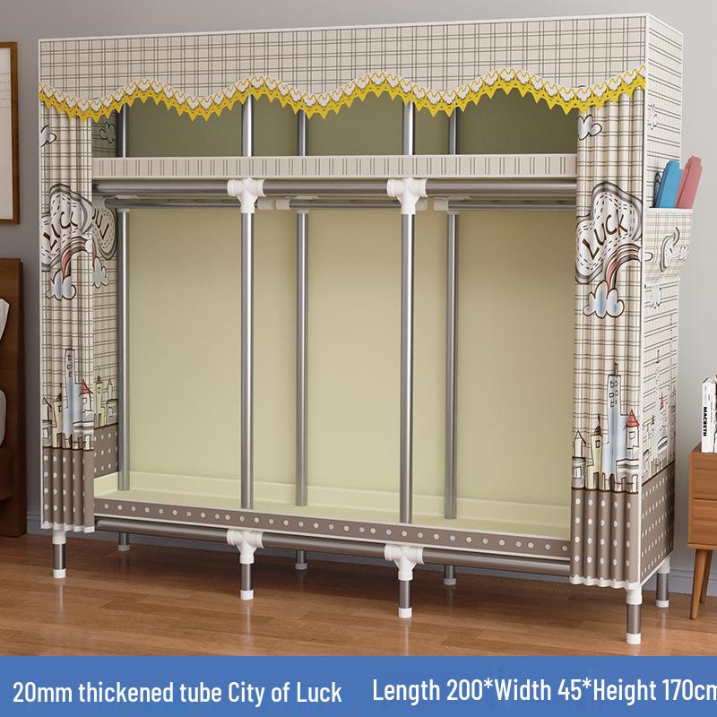 Thickened Steel Pipe Fabric Wardrobe for Dorm or Bedroom Storage