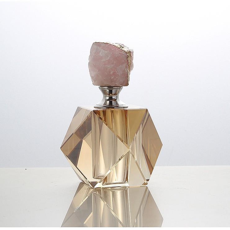 Creative Polygon Crystal Glass Perfume Bottle Amber Crystal Agate Perfume Bottle Luxury Home Decorative Jar Home Decor