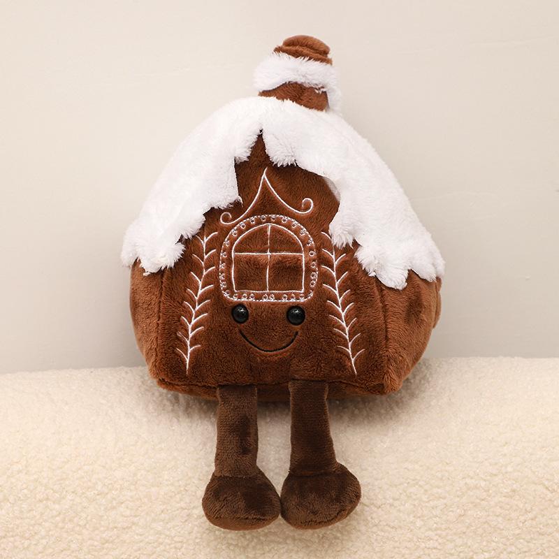 Christmas Gingerbread House Plush Doll Cute Little House Doll Holiday Decoration Pillow Gift Ornament